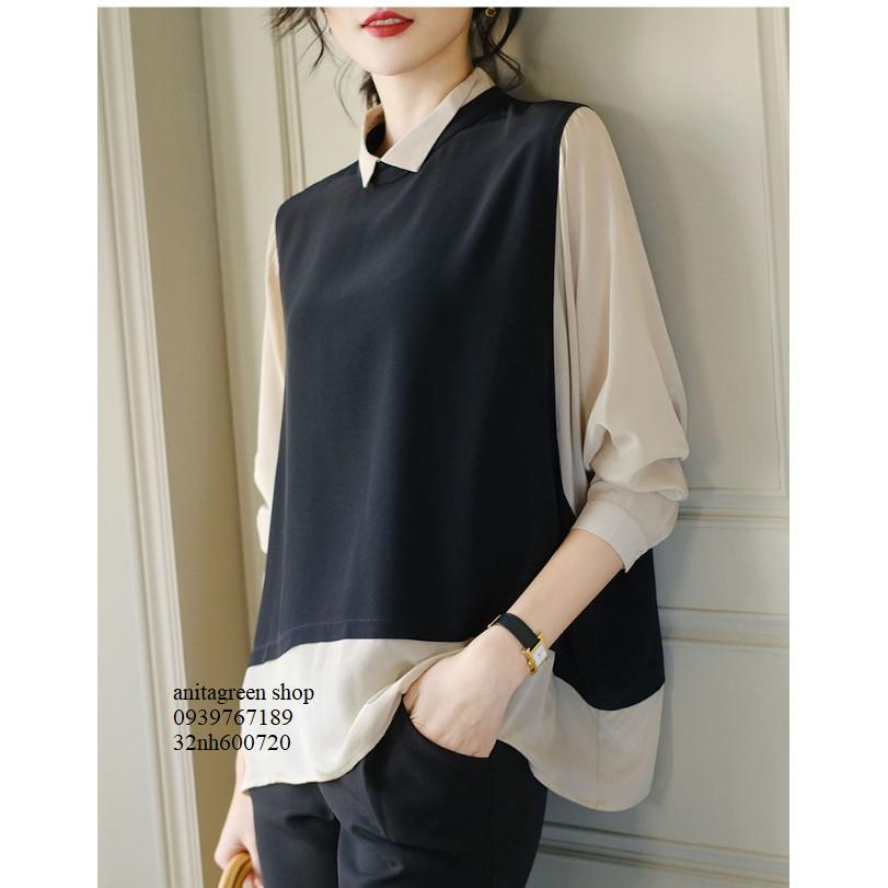 Nh600720-SƠ MI NỮ PHỐI MÀU CÁ TÍNH