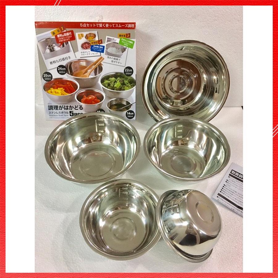 Tô Inox 304 Cách Nhiệt Cao Cấp Hàng Nhật Bản Bền Đẹp Không Gỉ Set 5 Món Đầy Đủ Kích Thước Tiện Lợi