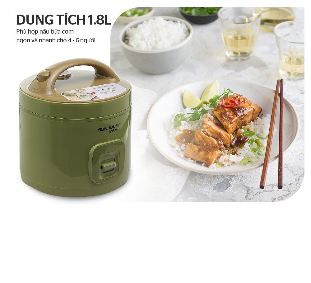 Nồi Cơm Điện 1.8L Sunhouse MaMa SHD8665 - Màu Ngẫu Nhiên - Hàng Chính Hãng