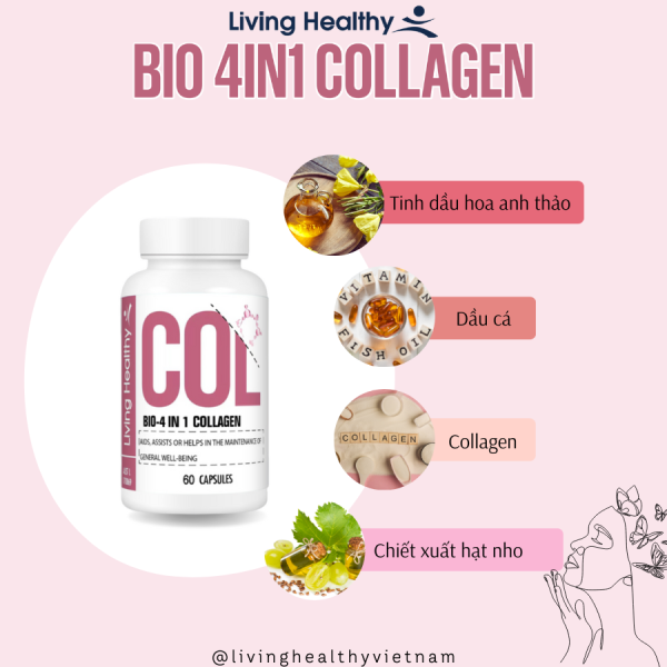 Viên uống bổ sung collagen Living Healthy Bio-4 in 1 Collagen (Hộp 60 viên)