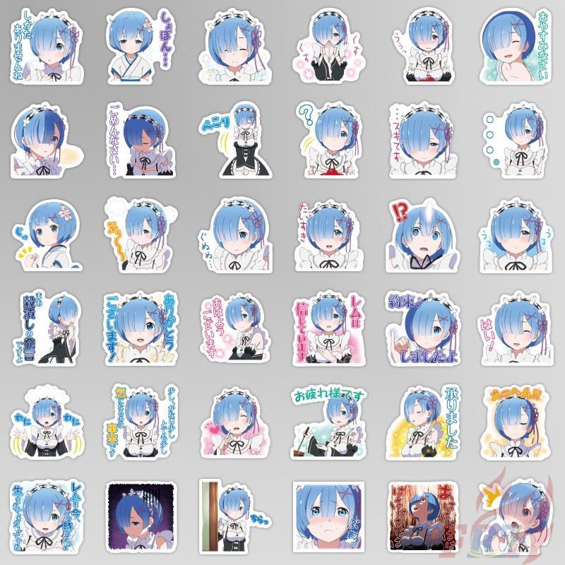 Bộ 40 Miếng Dán Trang Trí Hình Nhân Vật Re: Zero - Anime Rem & Ram