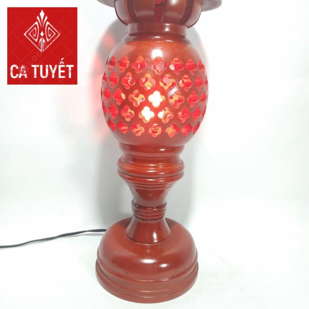 BỘ ĐÈN THỜ PHONG THỦY GỖ HƯƠNG ĐỎ CHUẨN 100%-ĐÃ KÈ BÓNG THỜ ( LOẠI CAO 41CM) ẢNH THẬT