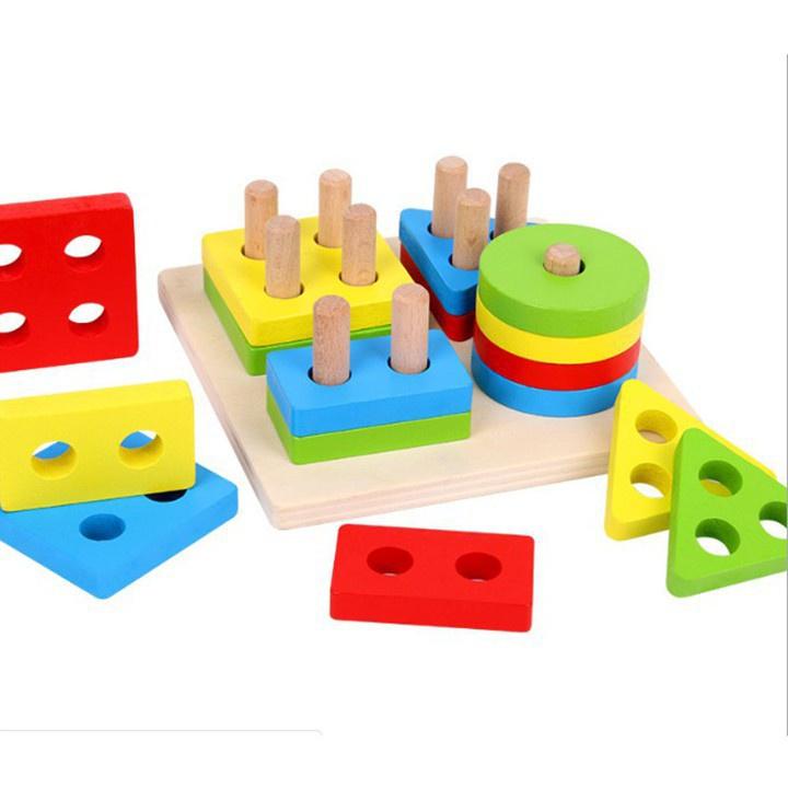 Combo 4 đồ chơi gỗ thông minh phát triển trí tuệ cho bé - đồ chơi giáo dục montessori bằng gỗ phát triển vượt trội