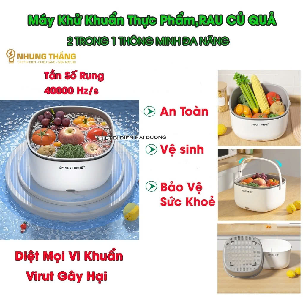 SMART HOME – MáyRửa Rau Quả, Thực Phẩm Tự Động Bằng Sóng Siêu Âm Tiệt Trùng Hiệu Quả đèn ốp trần