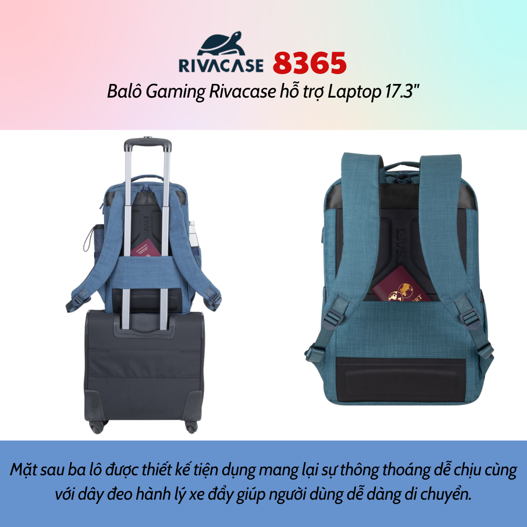 Balô Gaming Rivacase 8365 Để Vừa Laptop 17.3&quot; - Bảo Hành 24 Tháng - Hàng Chính Hãng