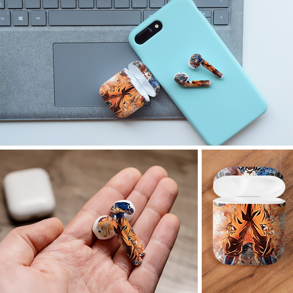 Miếng dán skin chống bẩn cho tai nghe AirPods in hình Dragon Ball - Goku - 7vnr59 (bản không dây 1 và 2)