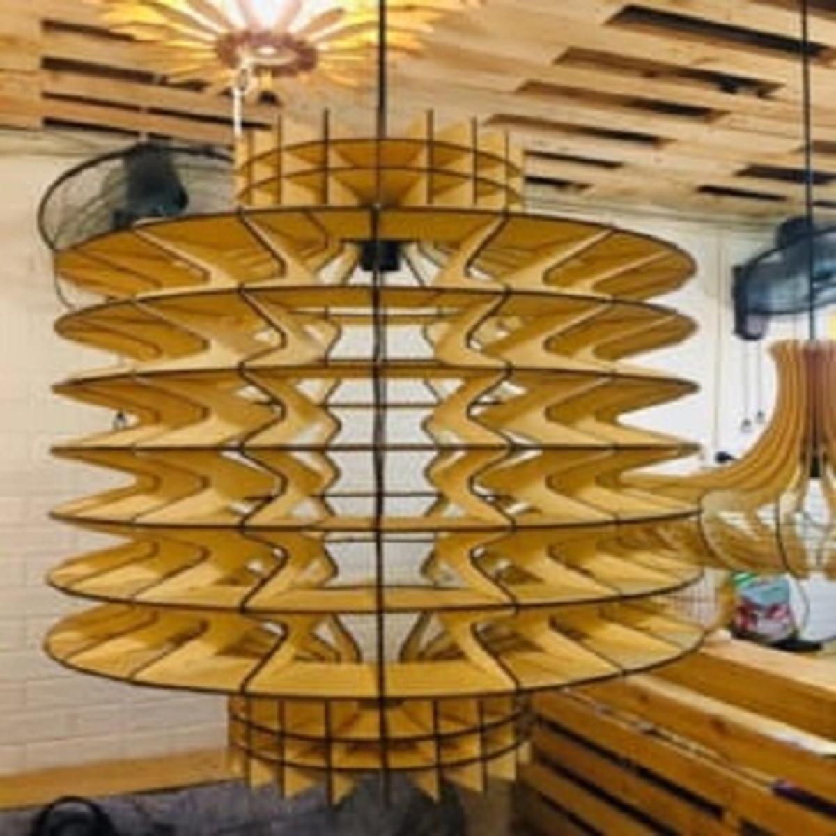Đèn gỗ thả trần CAO CẤP hiện đại sang trọng chất liệu gỗ trang trí cho phòng khách nhà căn hộ decor nhà quán cafe