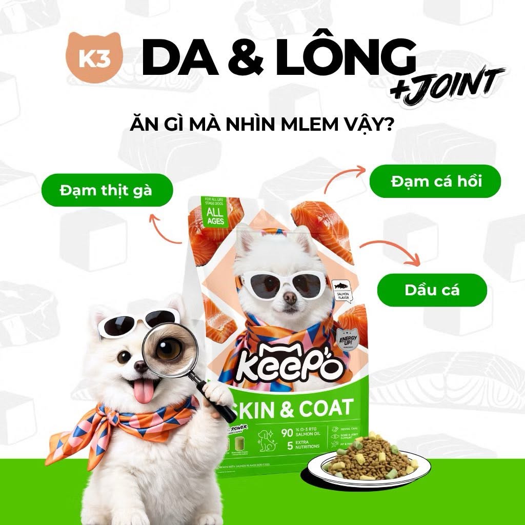 Thức Ăn Cho Chó Mọi Lứa Tuổi Keepo Túi 1Kg – Hạt Cho Chó Mix Thịt Sấy Đông Khô Freeze-Dried