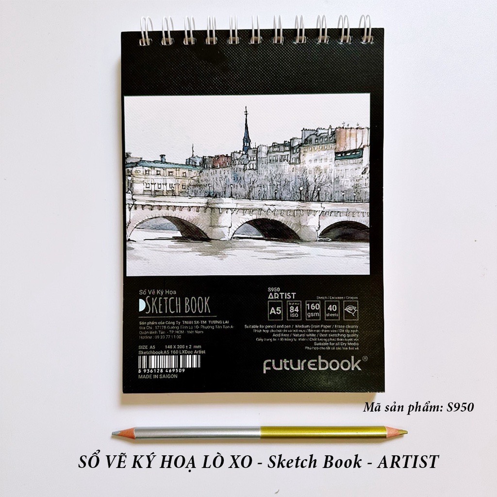 FUTUREBOOK -Tập Vẽ Ký Họa (Sketchbook ) Wonder Art - Arts Khổ A5 – Định Lượng 160Gsm – 40Tờ.  (Giao mẫu ngẫu nhiên)