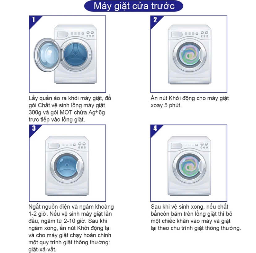 Combo 05 hộp CLS lồng máy giặt 300g Ag+