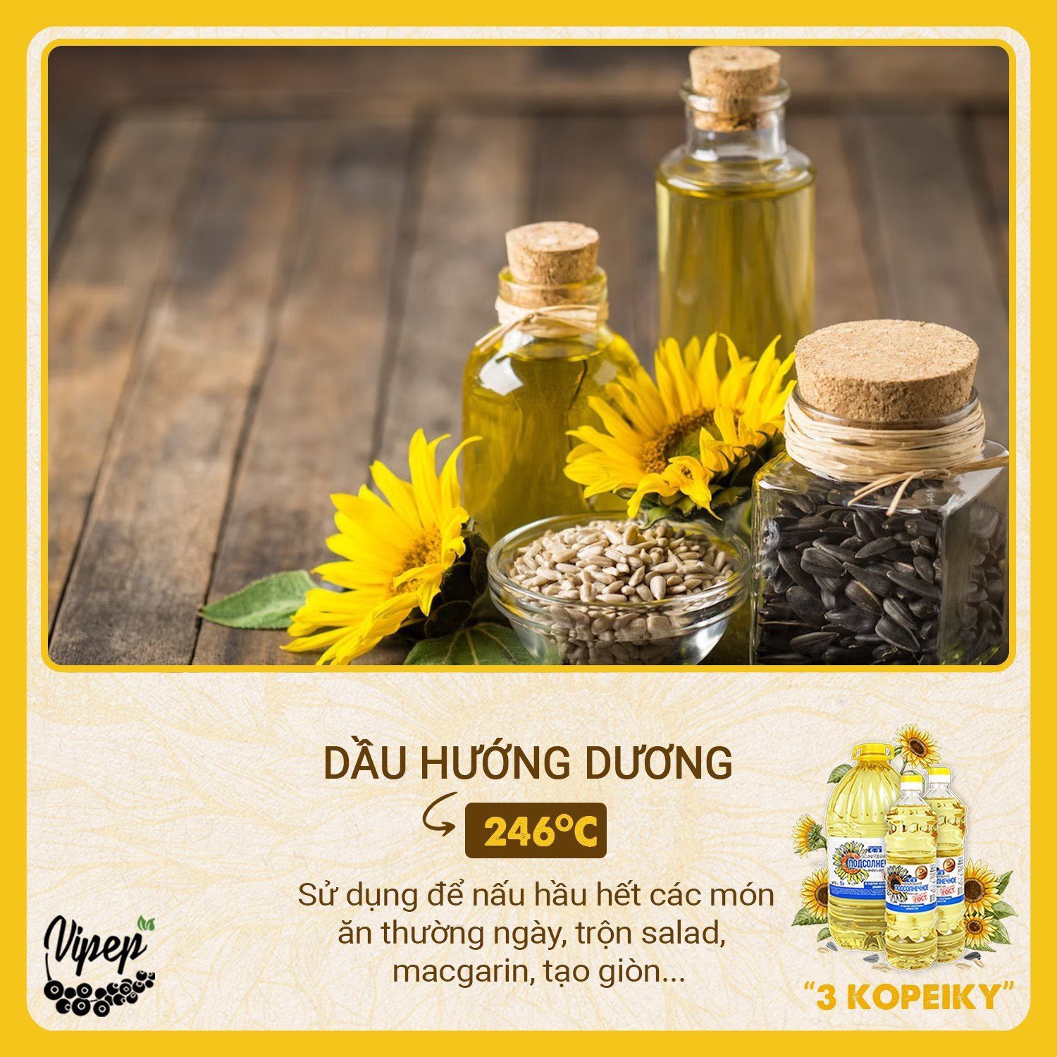 Dầu Ăn Hoa Hướng Dương Organic Nhập Khẩu Nga Vipep Chai 1L