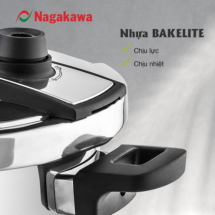 Nồi Áp Suất Đáy Từ Đa Lớp Nagakawa NAG1473  - Lòng Nồi Inox 304, Van Kép 3 Cấp An Toàn