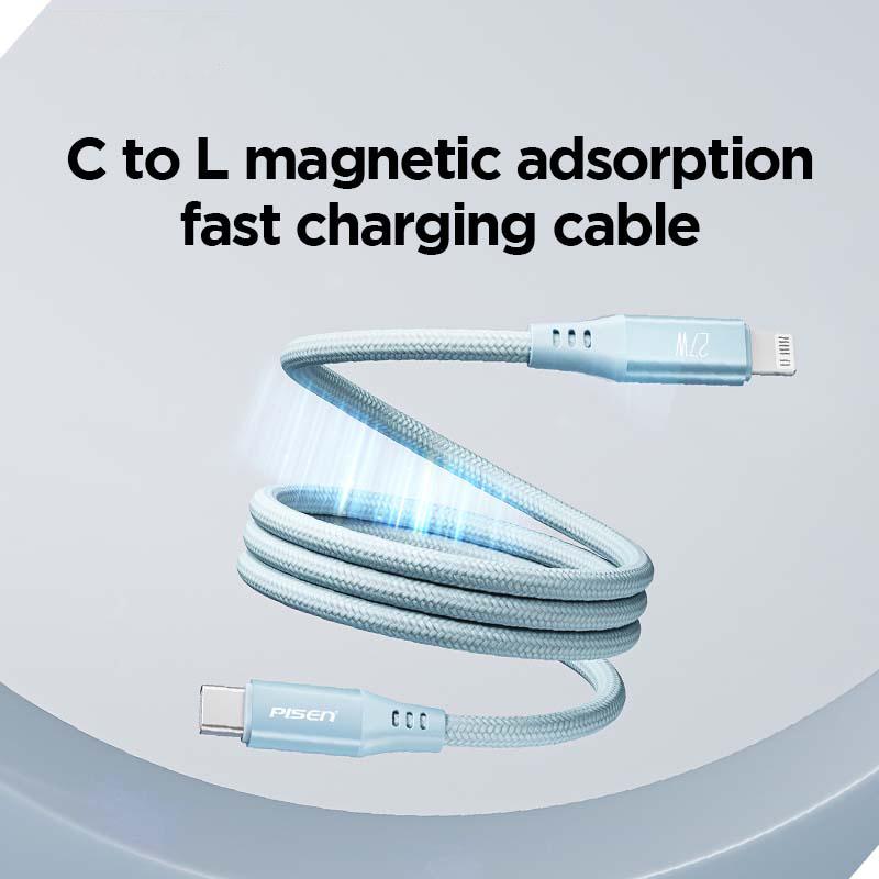 Cáp Sạc Nhanh Pisen Quick Magipi Magloop Lightning USB-C 27W 1m - Màu Hồng