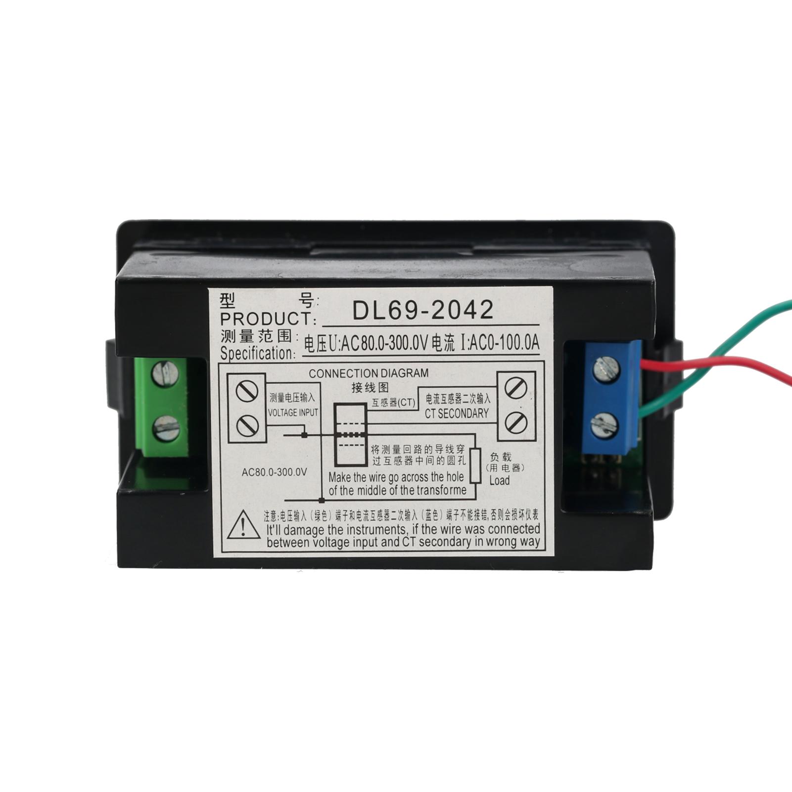 AC 80-300V 100A Digital Voltmeter Ammeter Amperage Tester Gauge Green Red LED Amp Dual Display AC Panel Current Meter