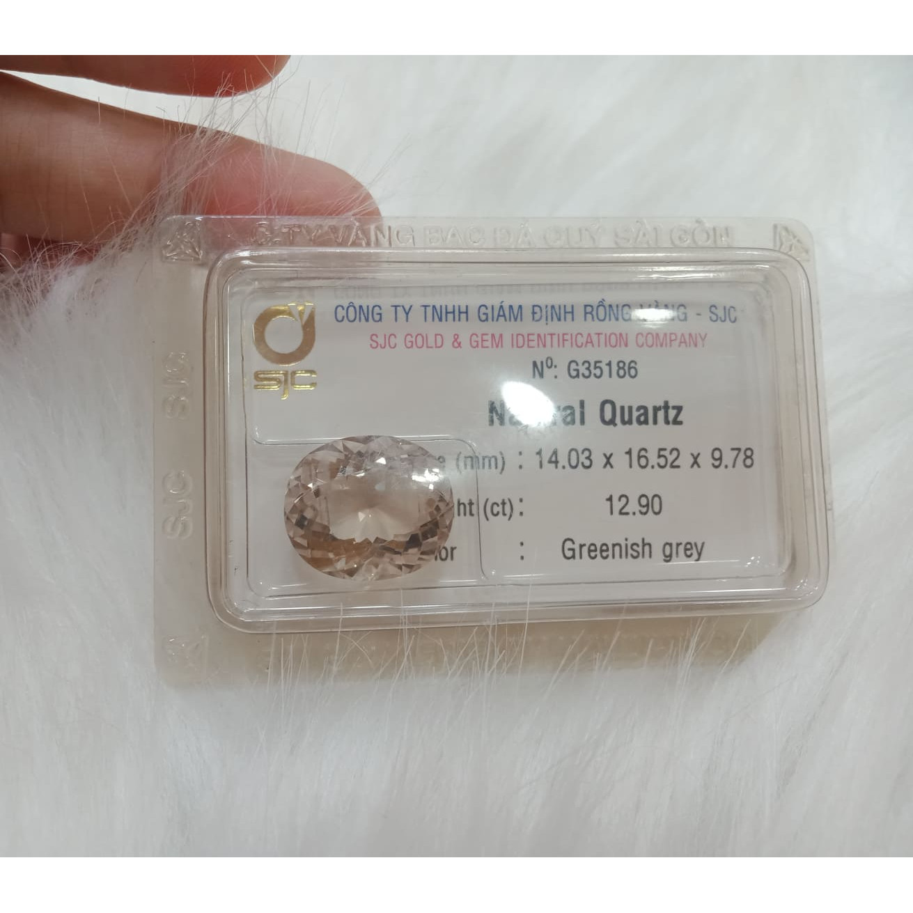 Viên thạch anh khói oval 12.9ct 35186