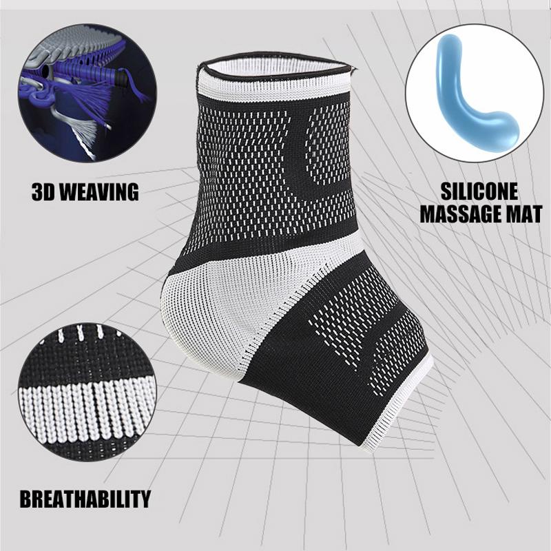 1 3D Silicone Hỗ Trợ Mắt Cá Chân Nẹp Thể Dục Nén Chống bong gân Tấm Bảo Vệ Bóng Rổ Bóng Đá Bảo Vệ Mắt Cá Chân Logo Tùy Chỉnh Color: Black Size: XL