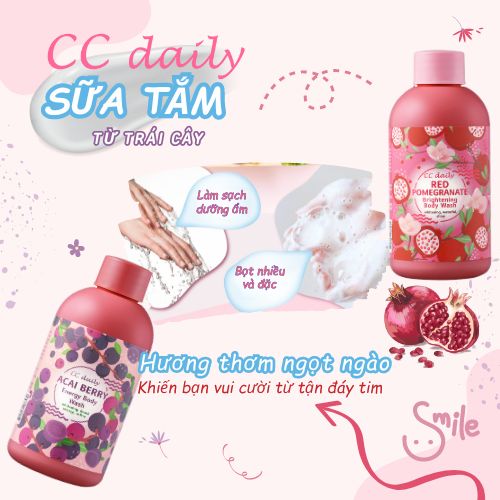 Sữa tắm trái cây CC Daily chiết xuất Lựu Đỏ CC Daily Red Pomegranate Brightening Body Wash