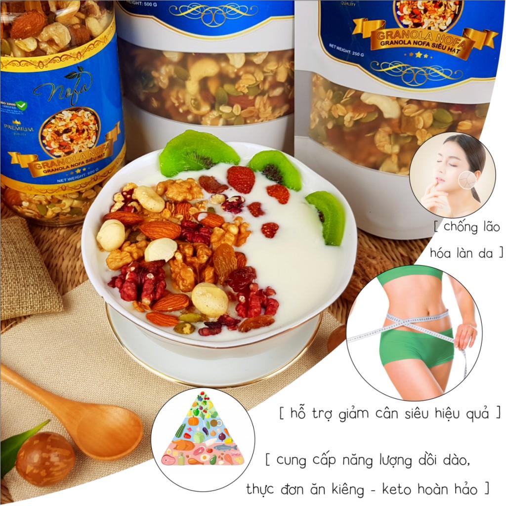 Granola siêu Hạt & Quả NOFA 600gr, Ngũ cốc giảm cân thêm Macca, Óc chó đỏ