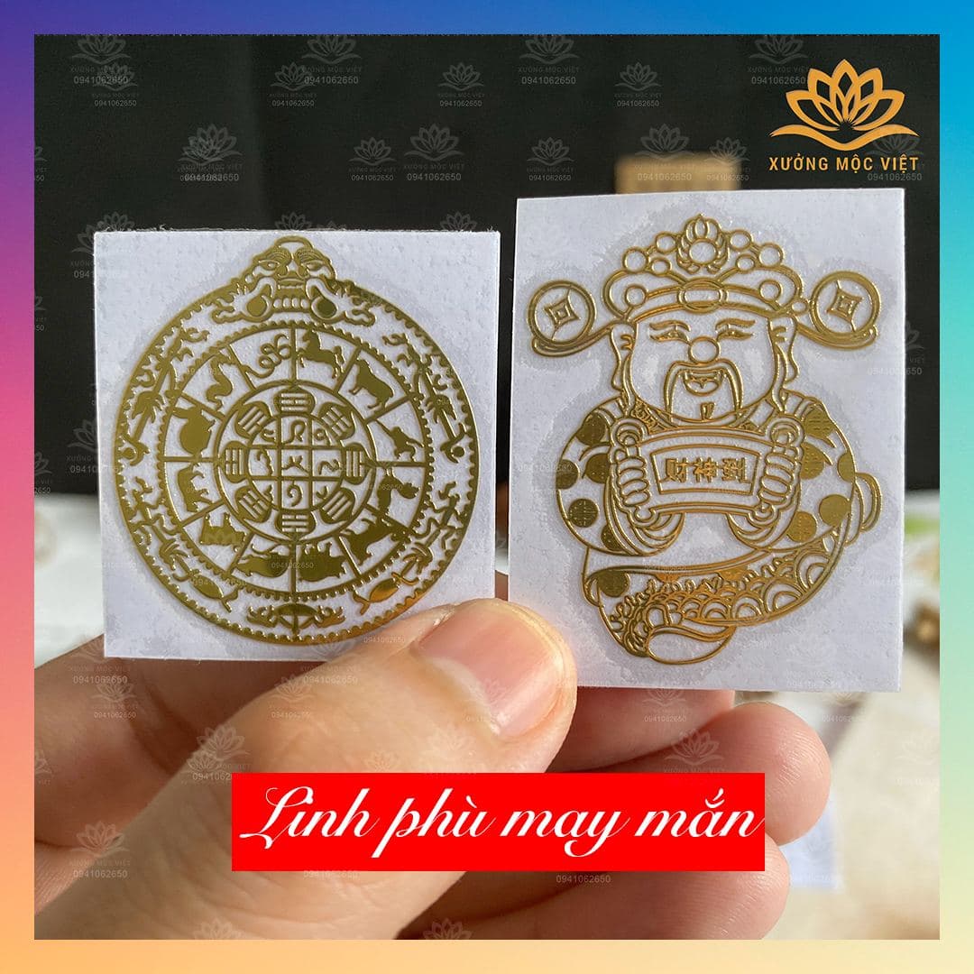 Linh Phù Thần Tài May Mắn 12 CON GIÁP - Dùng dán lên điện thoại, bóp, sách, nhà cửa, công ty để trang trí hút may mắn tài lộc