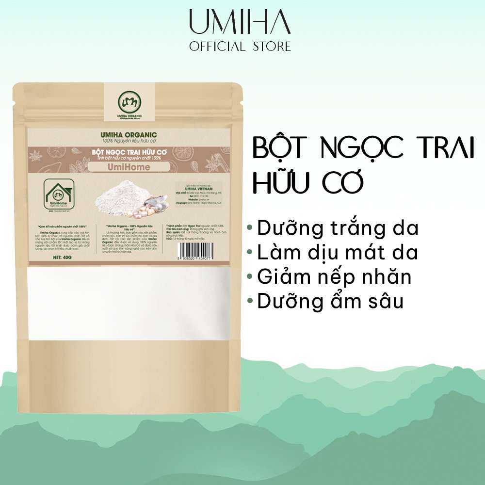 Bột Ngọc Trai đắp mặt nạ hữu cơ UMIHOME nguyên chất 135G