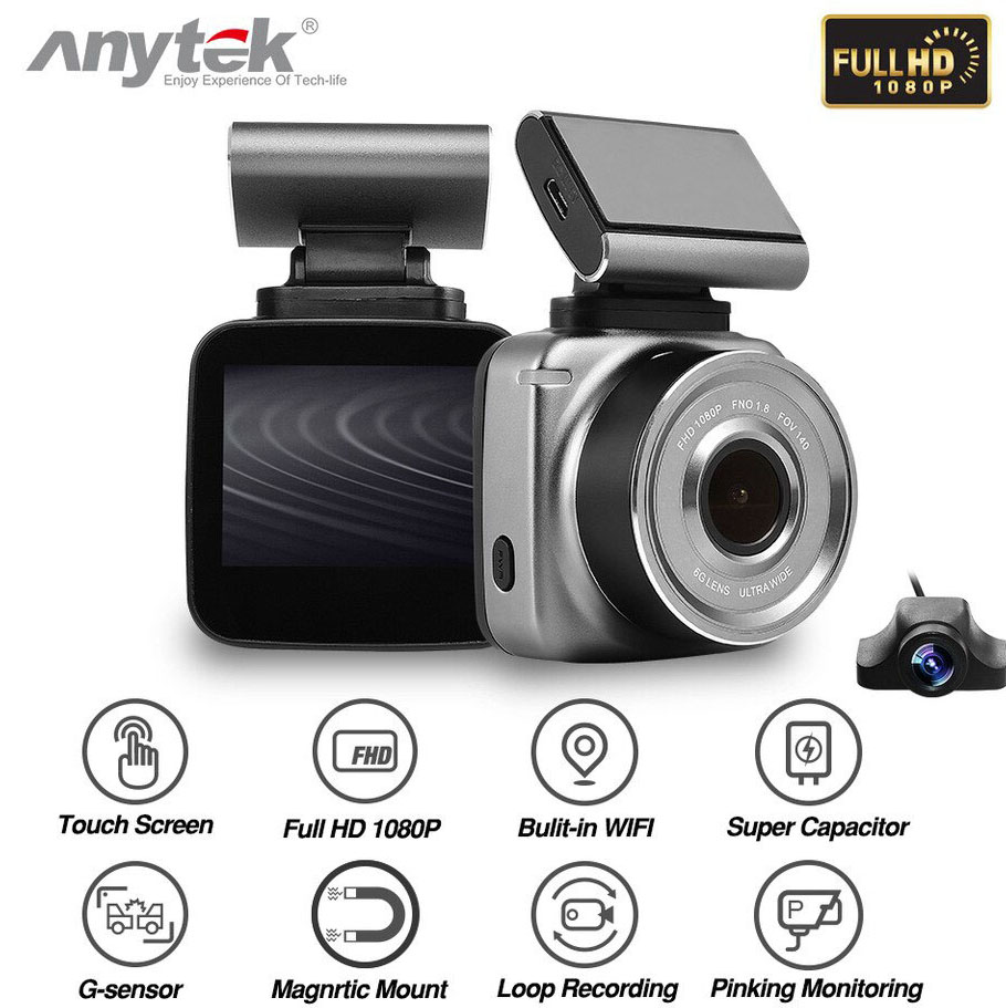 Camera Hành Trình Trước Sau Anytek Q2 Full HD Màn Cảm Ứng - Hàng Nhập Khẩu