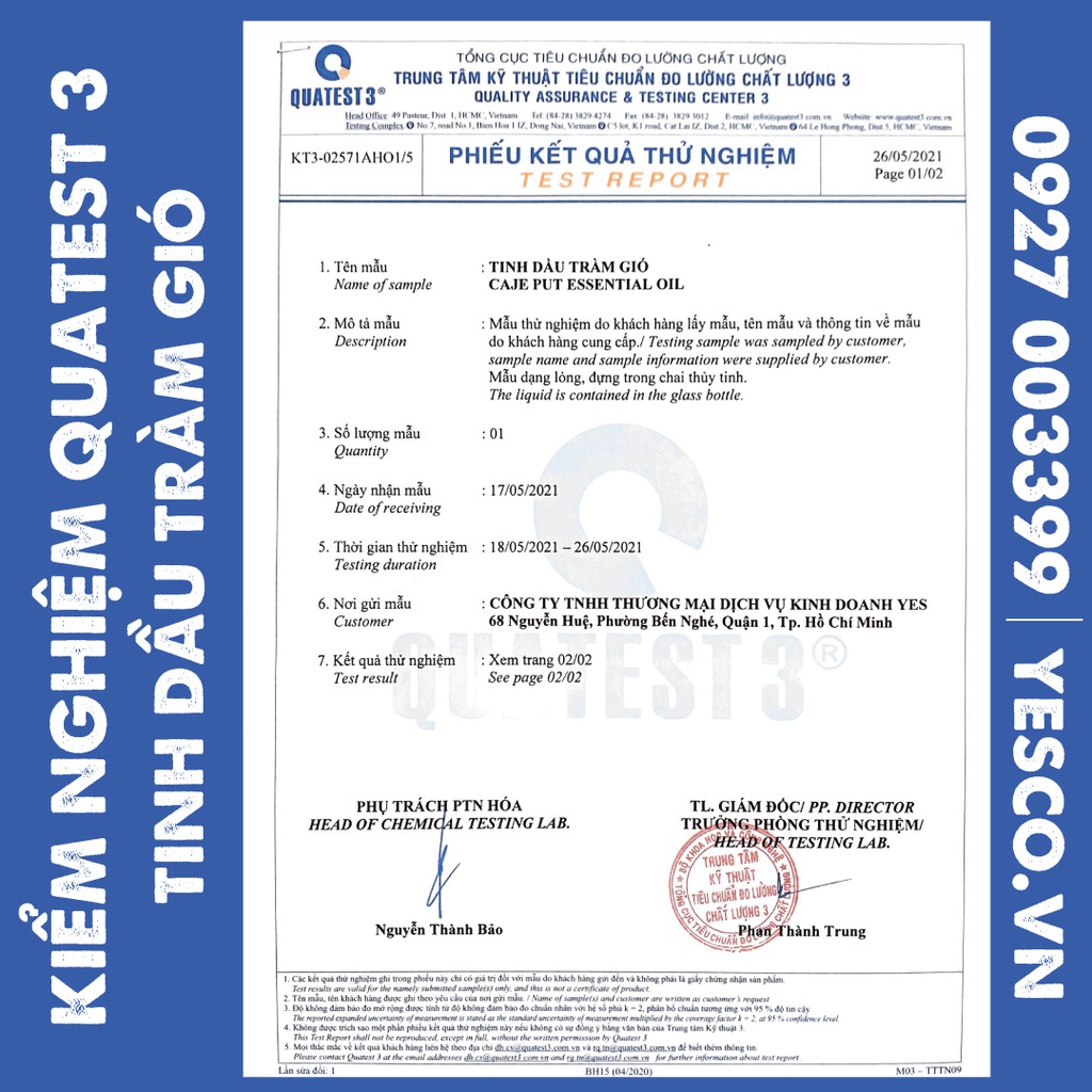 TINH DẦU TRÀM GIÓ YES!