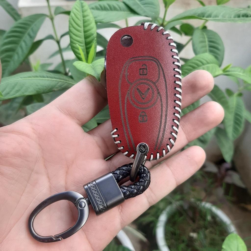 Bao Da Chìa Khóa Vinfast Fadil Da bò 100%, có khắc tên và sđt chủ xe