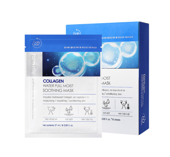 Mặt nạ collagen làm dịu, dưỡng ẩm Farmstay collagen water full moist soothing mask