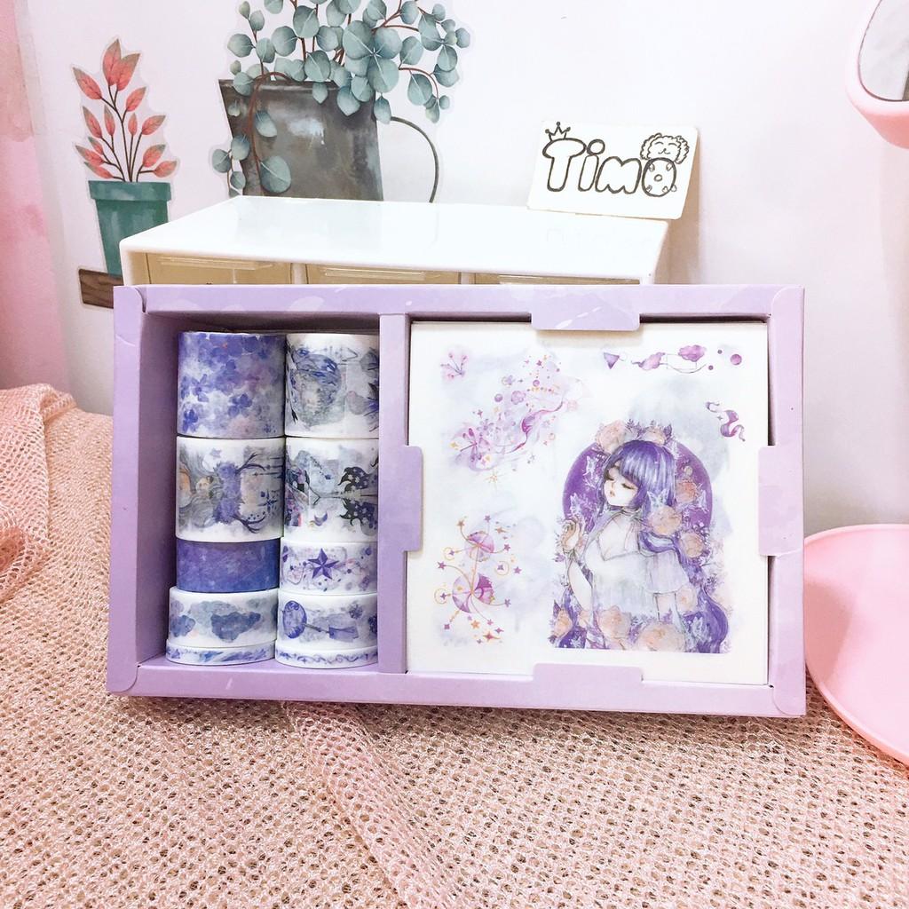 Washi Tape Vintge Hoa Tiết Cổ Điển Kèm Sticker Trang Trí Sổ Tay Dễ Thương 10x10 TIMO WS24