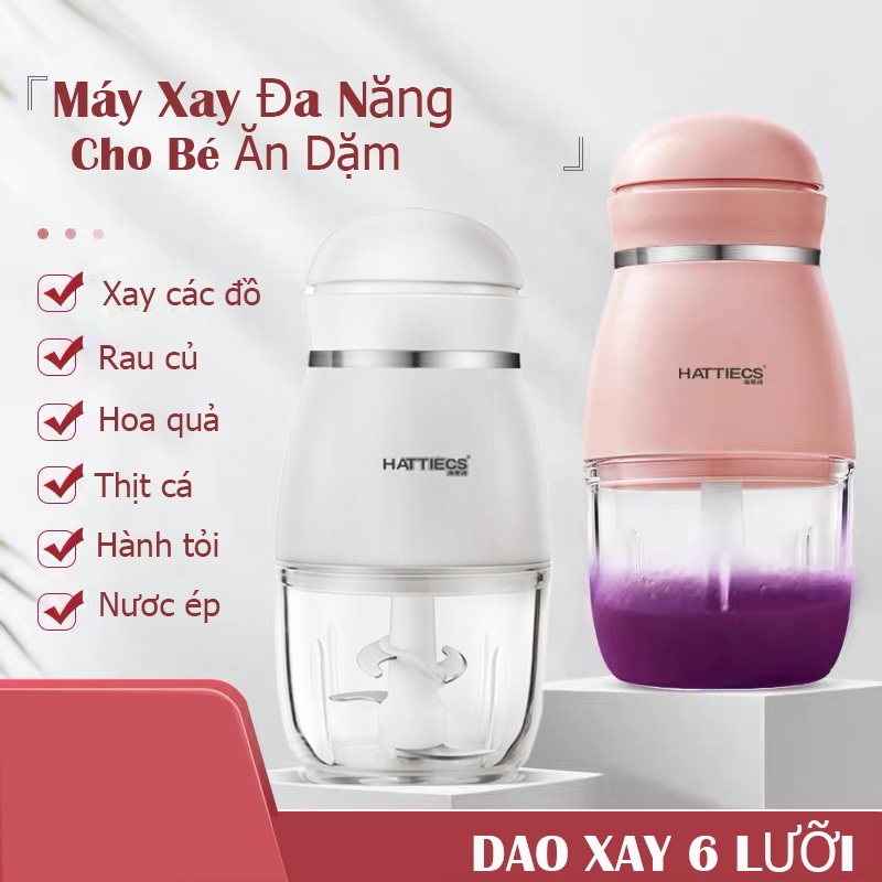 Máy Xay Đồ Ăn Dặm Cho Bé 6 Lưỡi Cối Thuỷ Tinh Hàng Nội Địa Trung Bản Cao Cấp Siêu Mịn Tiện Dụng - Tặng Kèm Dụng Cụ Rửa Máy-Hàng Chính Hãng