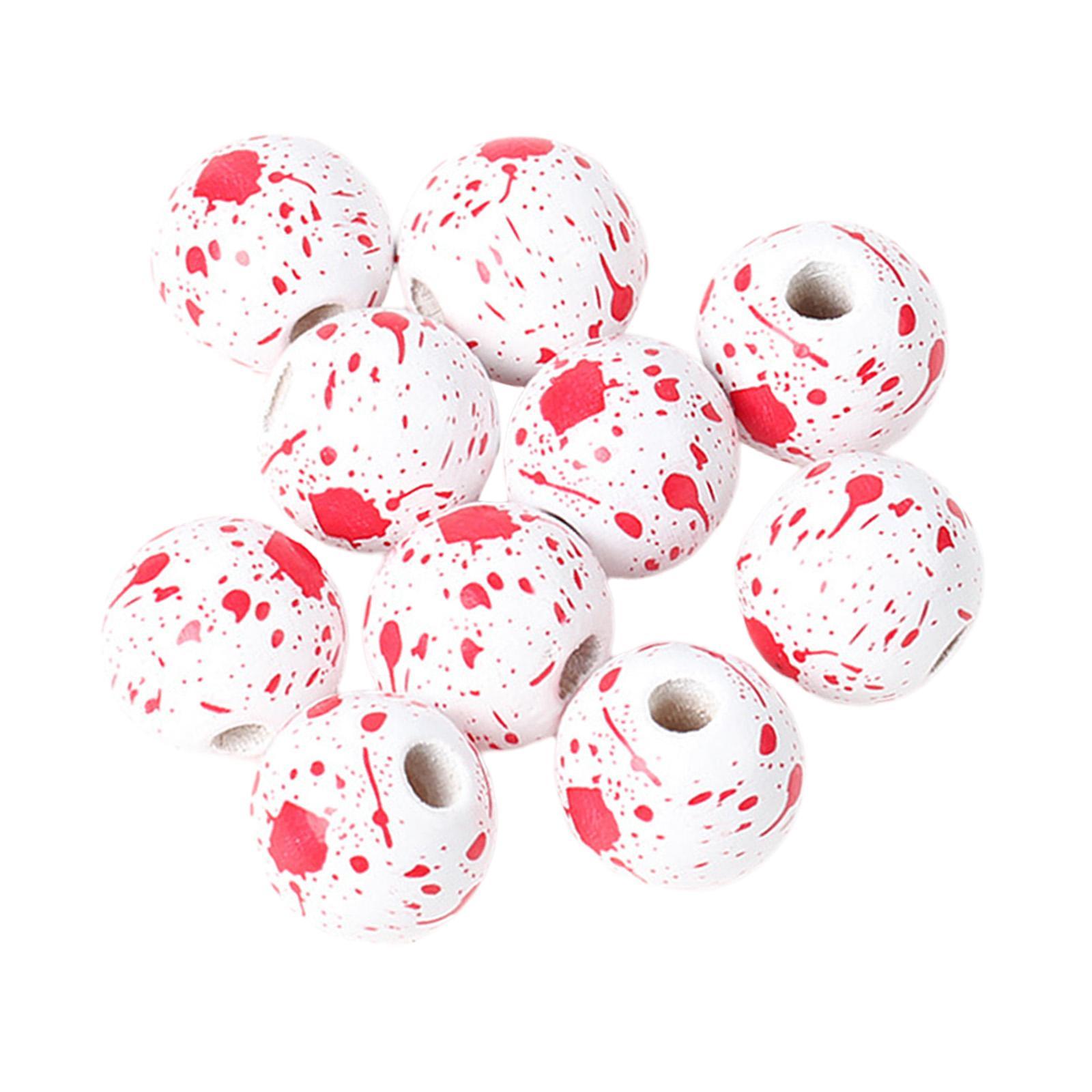 10x Halloween Wooden Beads DIY Crafts Round Loose Spacer Beads with Holes