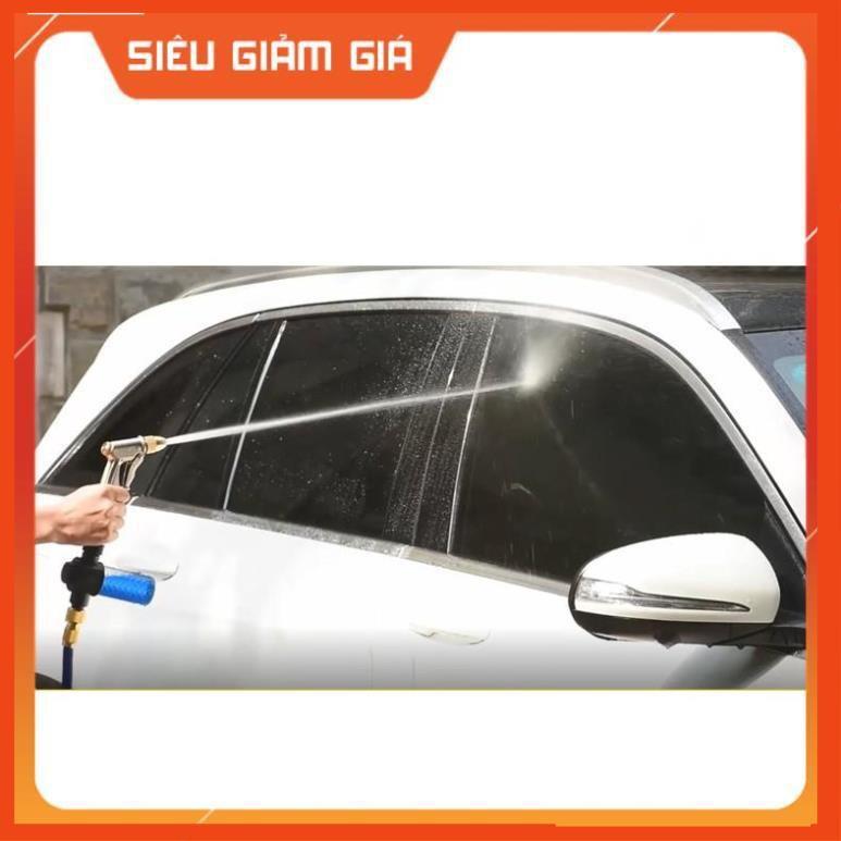 Bộ dây vòi xịt nước rửa xe, tưới cây . tăng áp 3 lần, loại 7m, 10m 206701-3 đầu đồng,cút+tặng túi đựng bút