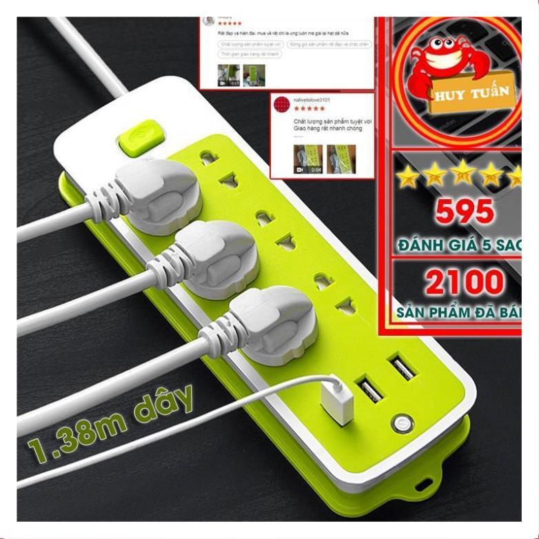 Ổ Cắm Điện Đa Năng, Chống Giật 6 Lỗ, 3 Cổng USB, Đa Năng Tiện Dụng