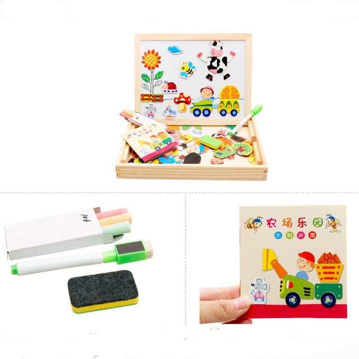 Bảng Ghép Hình Nam Châm Gỗ Cho Bé Yêu Sáng Tạo + Tăng Vòng Chống Muỗi