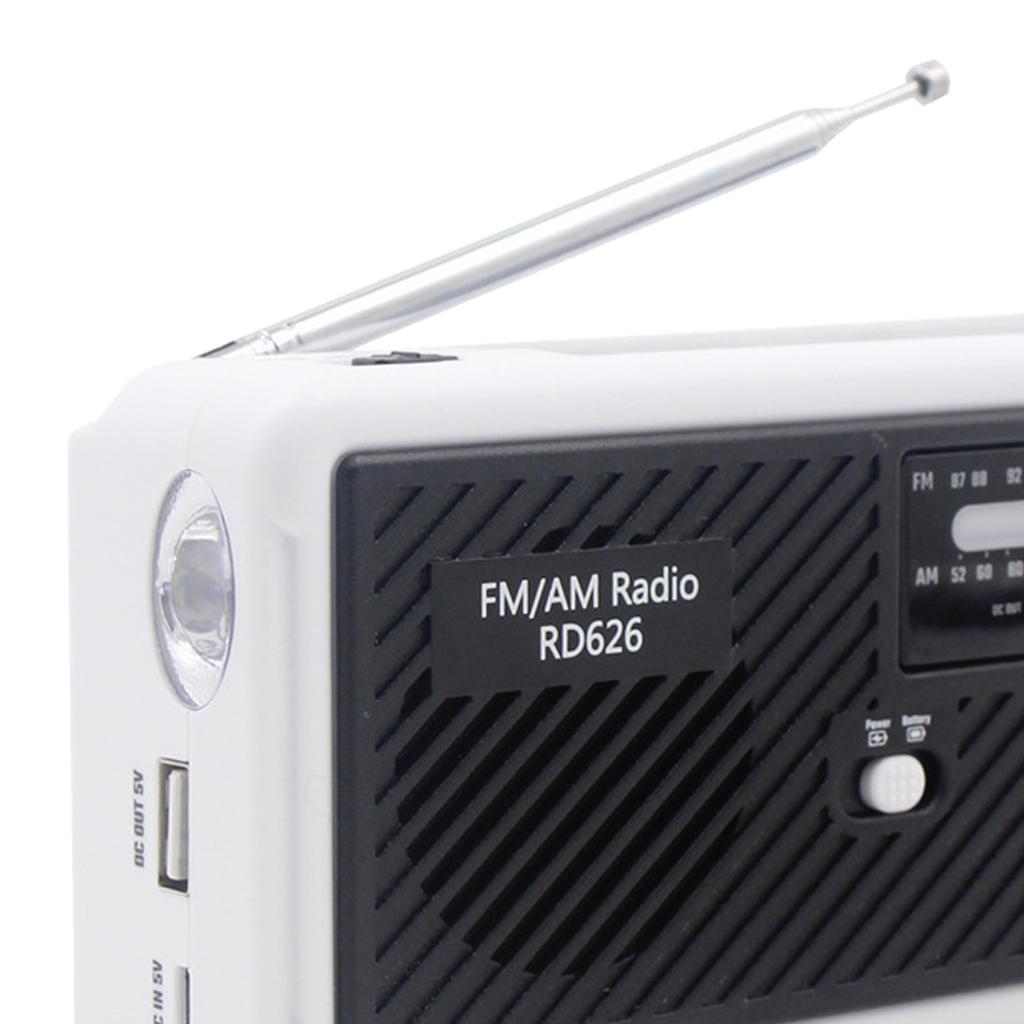 Solar Crank AM/FM Radio SOS Emergency LED Flashlight Black