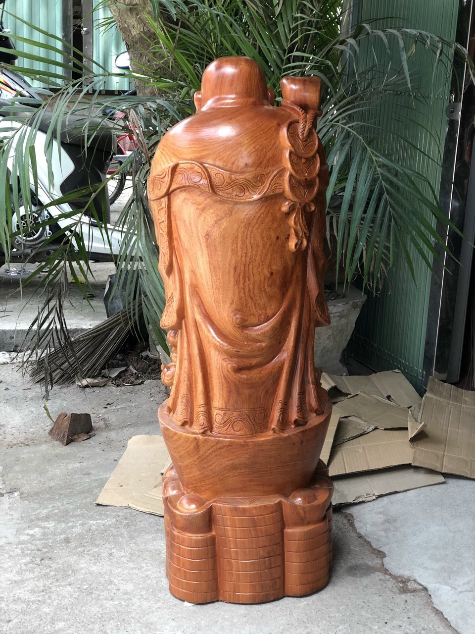 Tượng phật di lặc chúc phúc bằng gỗ hương đá kt cao 100×34×30cm