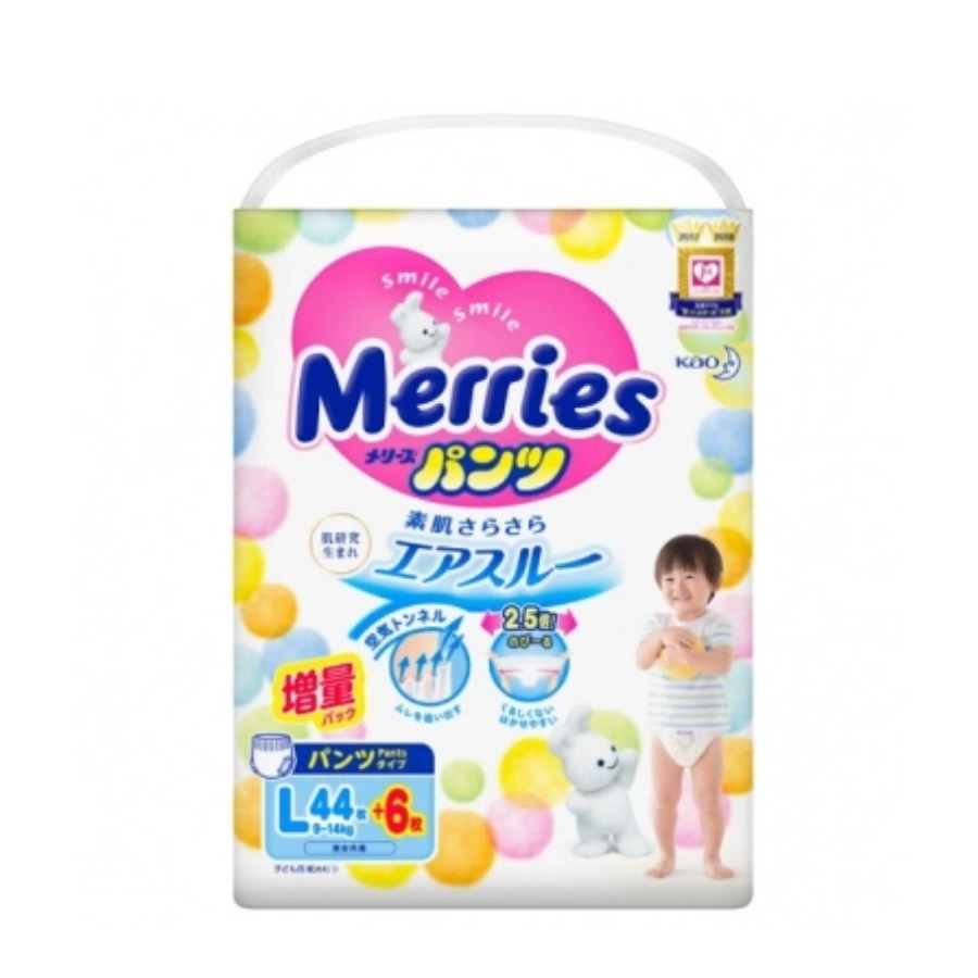 Bỉm - Tã quần Merries cộng miếng size L 44+6 miếng