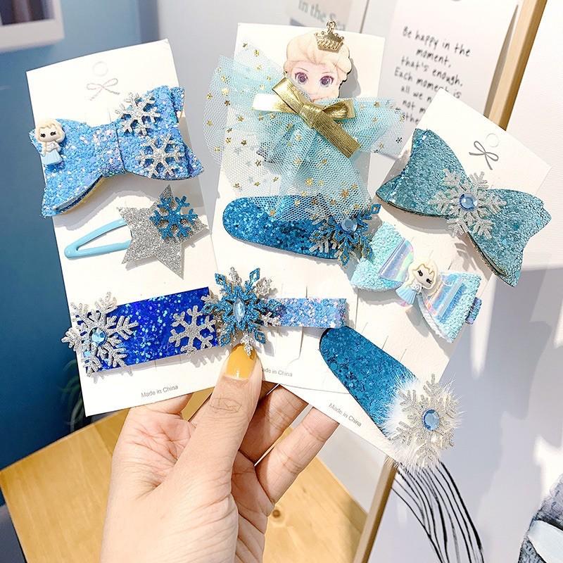 Set 4 kẹp tóc vương miệng công chúa Elsa Frozen đáng yêu cho bé gái