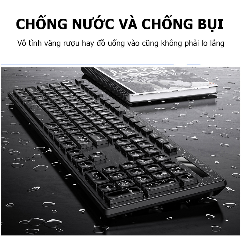 Combo bàn phím và chuột không dây V3Max chống nước tốt, thiết kế lõm tạo cảm giác gõ tốt hơn và có chế độ tự ngắt kết nối thông minh