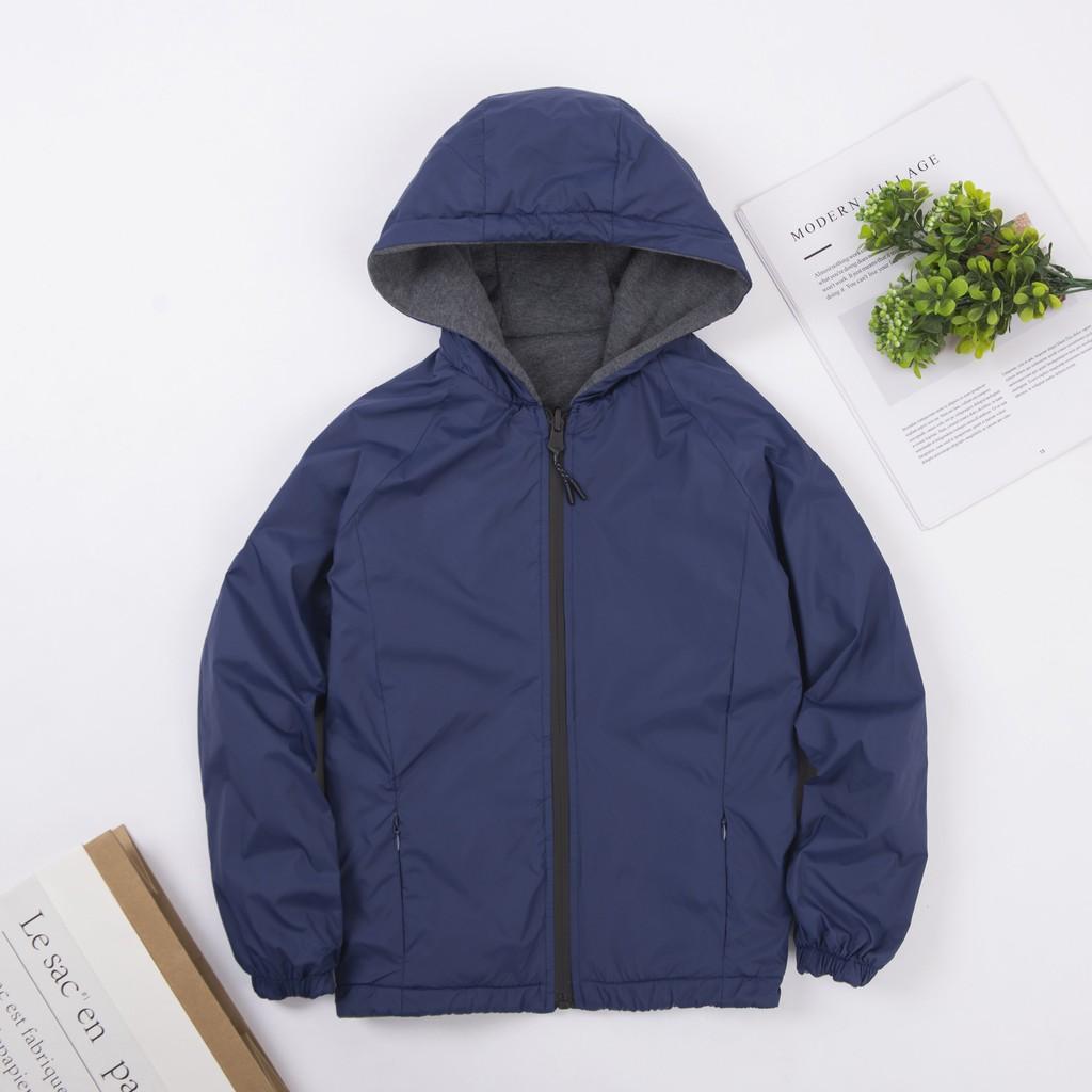 Áo Khoác Gió Trẻ Em Phối Nỉ Hoodie Mặc Được 2 Mặt Thời Trang, GTE2M