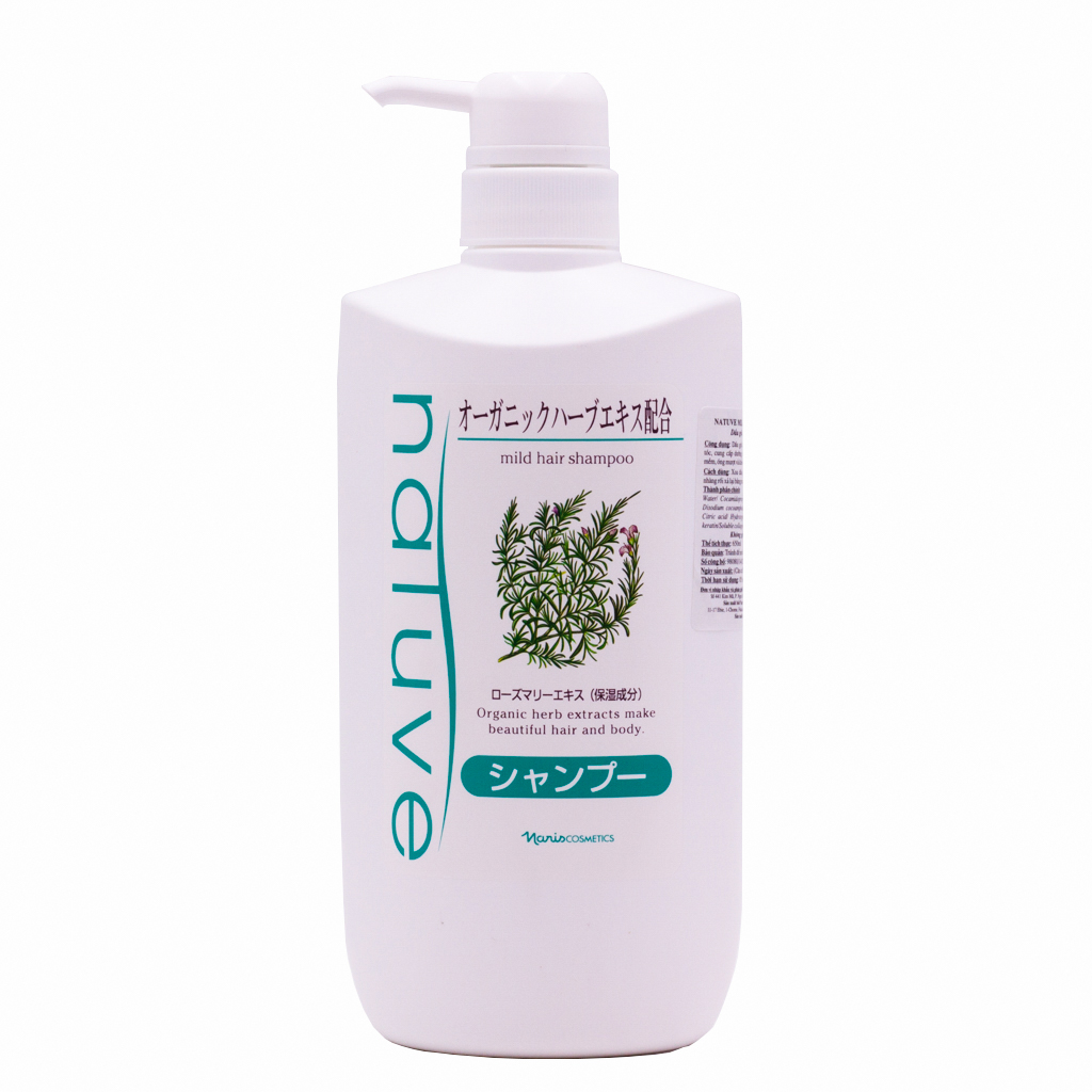 Dầu Gội Thảo Dược Nhật Bản Cao Cấp Cải Thiện Tình Trạng Tóc Khô, Chẻ Ngọn Naris Natuve Mild Hair Shampoo (650ml) - Hàng Chính Hãng