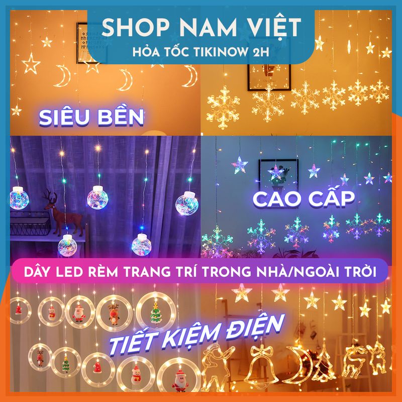 Dây Đèn LED Rèm Chống Thấm Nước Trang Trí Trong Nhà, Ngoài Trời, Năm Mới, Giáng Sinh - Chính Hãng NAVIVU