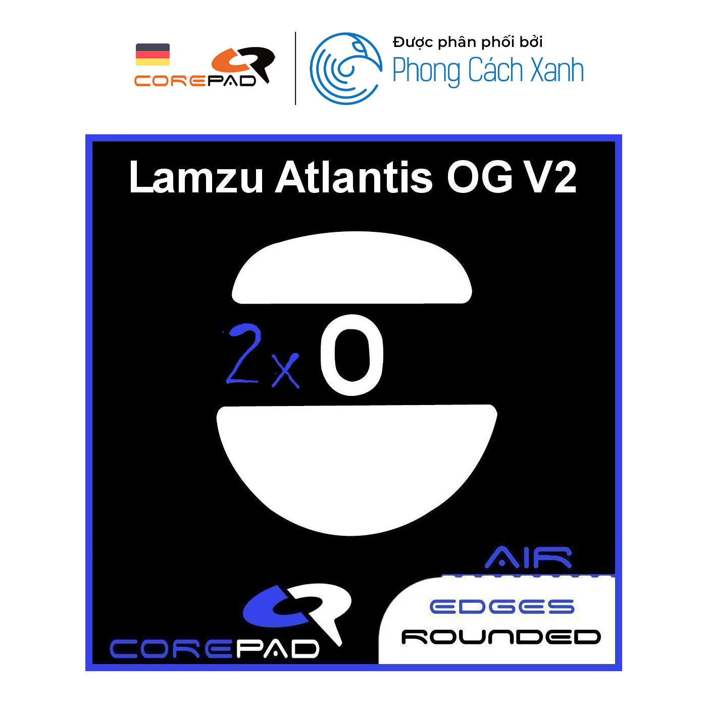 Feet chuột PTFE Corepad Skatez AIR Lamzu Atlantis OG V2 Superlight / Lamzu Atlantis OG V2 4K Superlight (2 bộ)- Hàng Chính Hãng