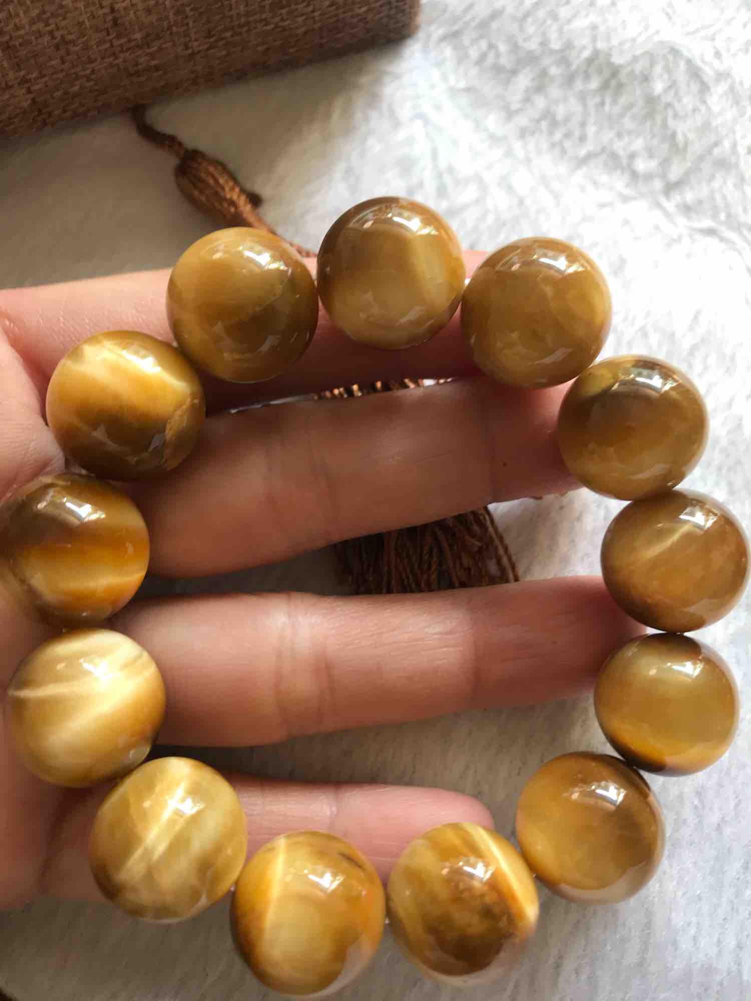 VÒNG 14mm ĐÁ MẮT HỔ VÀNG NÂU ĐẸP NAM MỆNH THỔ KIM THUỶ ĐÁ TỰ NHIÊN