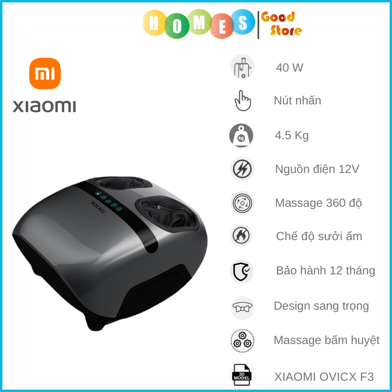 Máy Massage Chân Bấm Huyệt XIAOMI XGEEK F3/ OVICX F3/ ZMZ-X5, Xoa Bóp 360 Độ Chế Độ Làm Ấm Chân Lưu Thông Mạch Máu - Hàng Chính Hãng