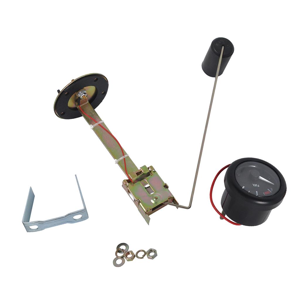 52mm Marine Fuel Gauge E-1/2-F Boat Fuel Level Indicator 12V 350mm Sensor