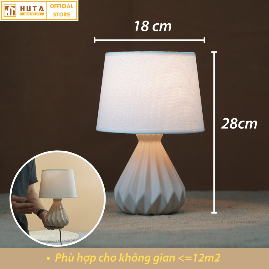 Đèn Ngủ Gốm Sứ HUTA Light For Life S13 Decor Phòng Ngủ, Điều Chỉnh Độ Sáng, Bóng Led Sáng Vàng Tiết Kiệm Điện