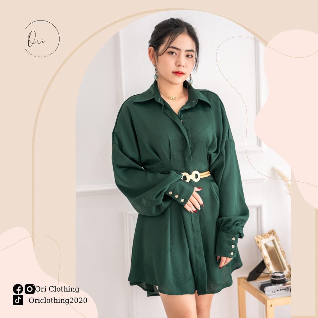 Áo sơ mi trắng không cần mặc quần, vải phi gân, kiểu thanh lịch, hàng thiết kế, thích hợp mặc đi làm