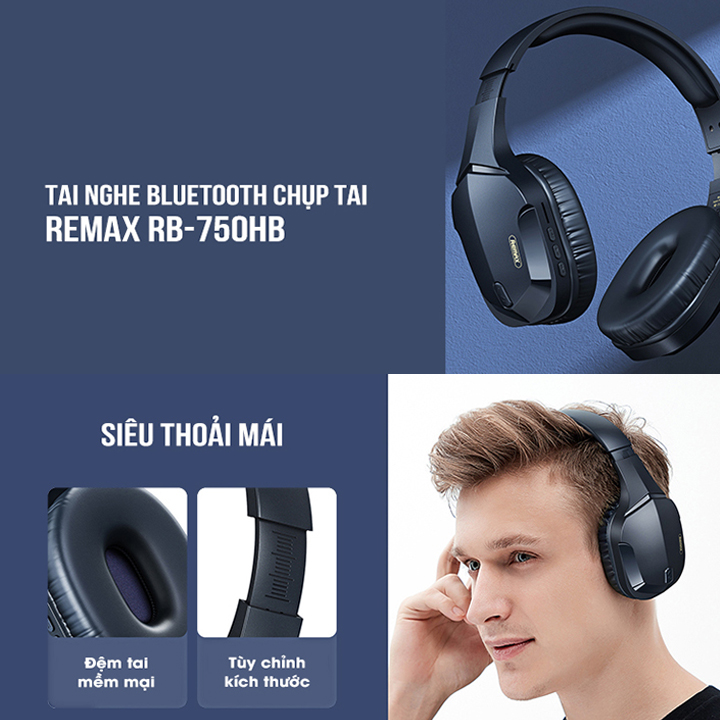 Tai nghe chụp tai Bluetooth EDR Gaming Remax RB-750HB - Hàng nhập khẩu