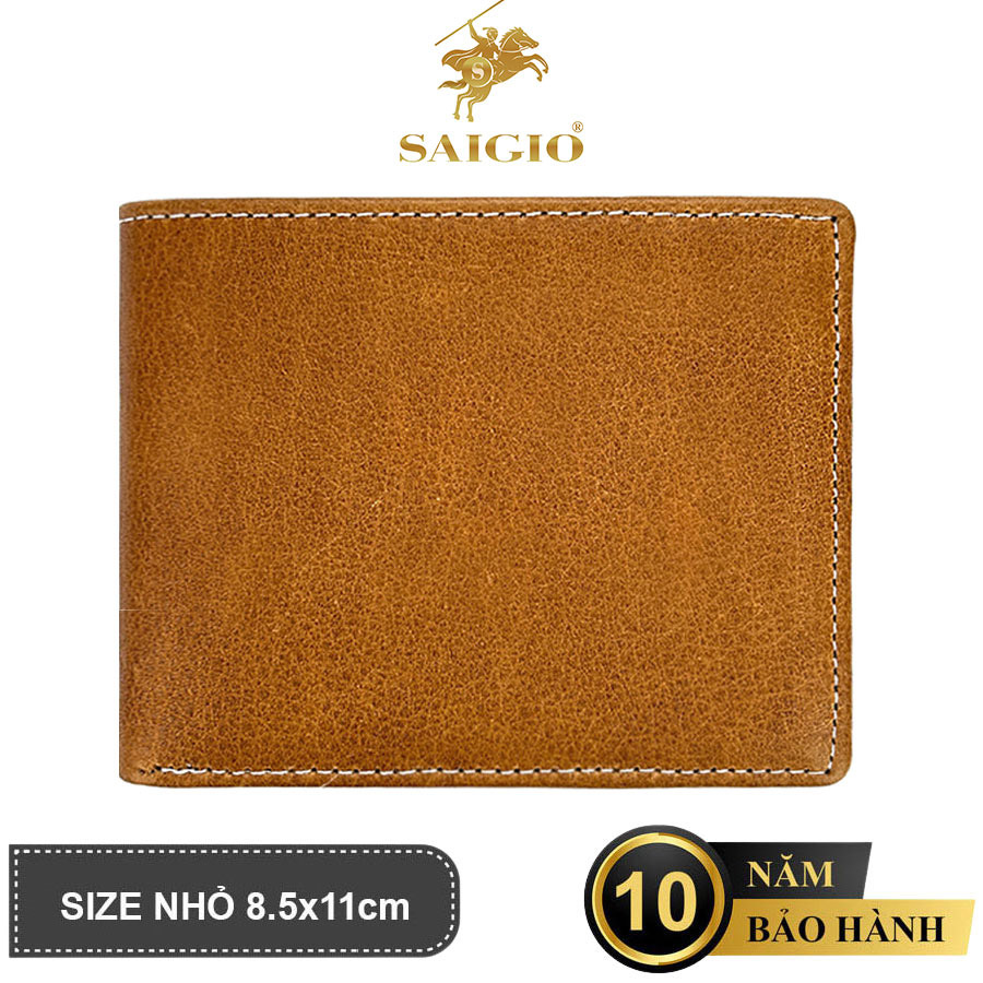 Bóp Nam Nhỏ Gọn Cao Cấp SÁP WAXED, Da Bò Siêu Bền Bỉ, Thiết Kế Đơn Giản, Dáng Ngang - Gập 2, Đựng Tiền và Thẻ ATM Tiện Dụng – Hàng Chính Hãng SAIGIO